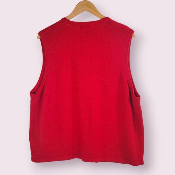 REQUIREMENTS Red Sleeveless Cardigan Size 1X Beaded Embroidered Sweater Vest - Picture 8 of 8